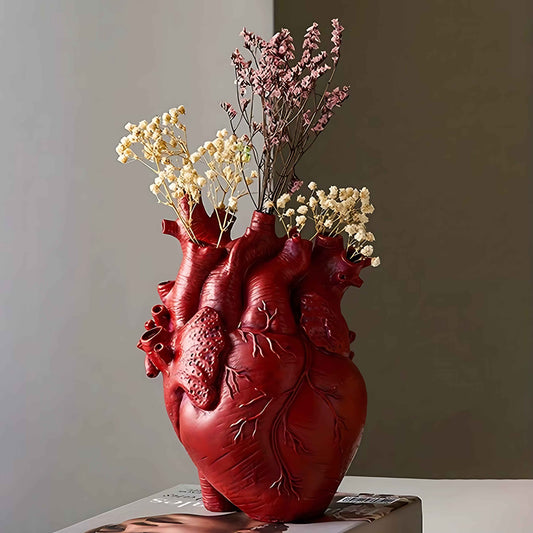 Nordic Anatomical Heart Vase – Resin Decorative Flower Pot for Tabletop