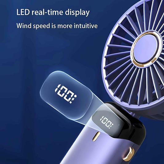 USB Rechargeable Mini Fan – 6 Speed with Smart LED Display