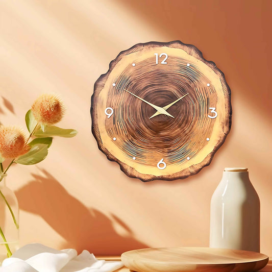 Minimalist Wooden Wall Clock – Natural Wood Texture Silent Clock
