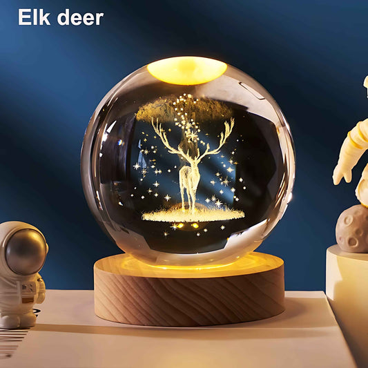 3D Crystal Ball Solar System Globe – LED Astronomy Planet Decoration