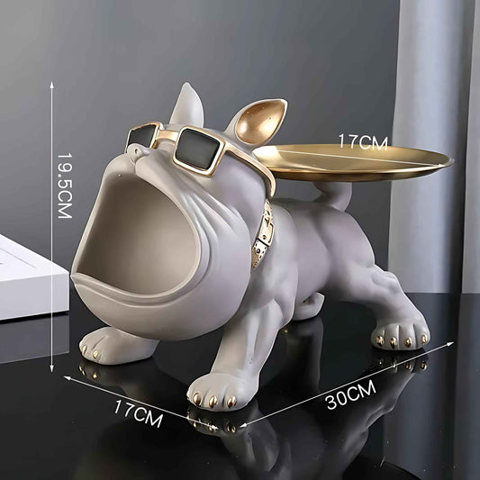 Bulldog Dog Figurine Key Storage Box – Resin Home Decor Statue
