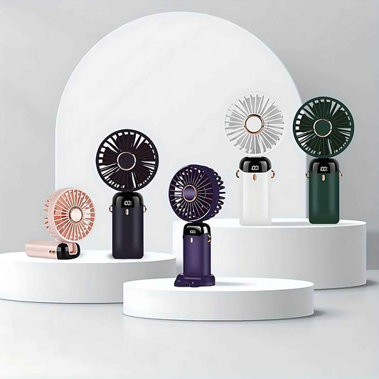 USB Rechargeable Mini Fan – 6 Speed with Smart LED Display