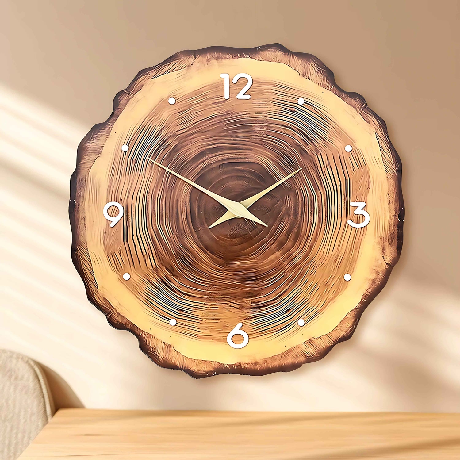 Minimalist Wooden Wall Clock – Natural Wood Texture Silent Clock