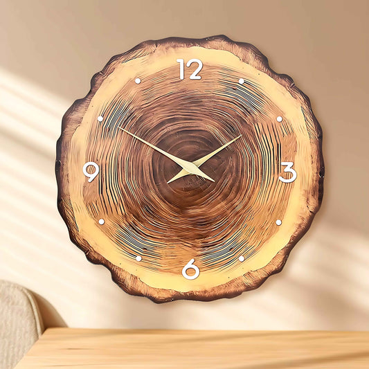Minimalist Wooden Wall Clock – Natural Wood Texture Silent Clock
